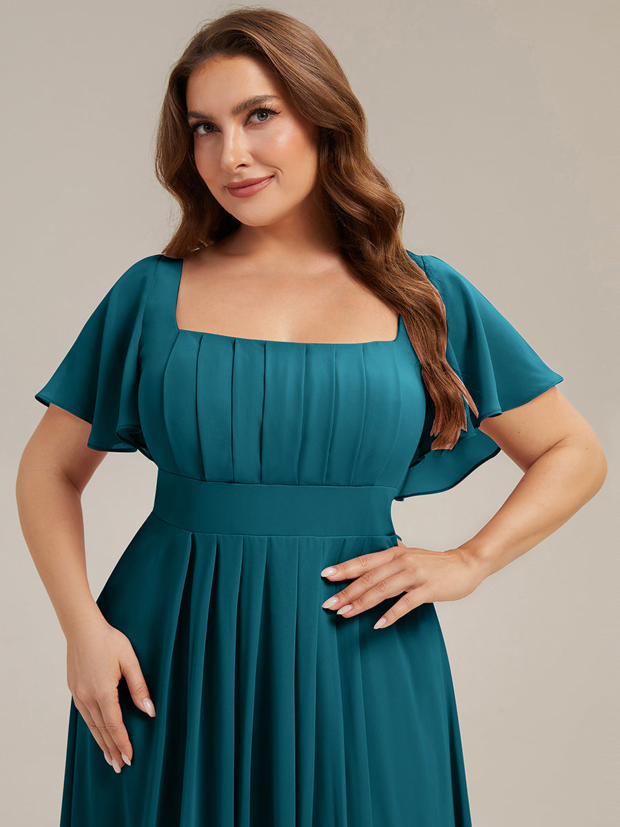 ever AVIEL|Ruched Chiffon Ruffle Sleeve Bridesmaid Dress
