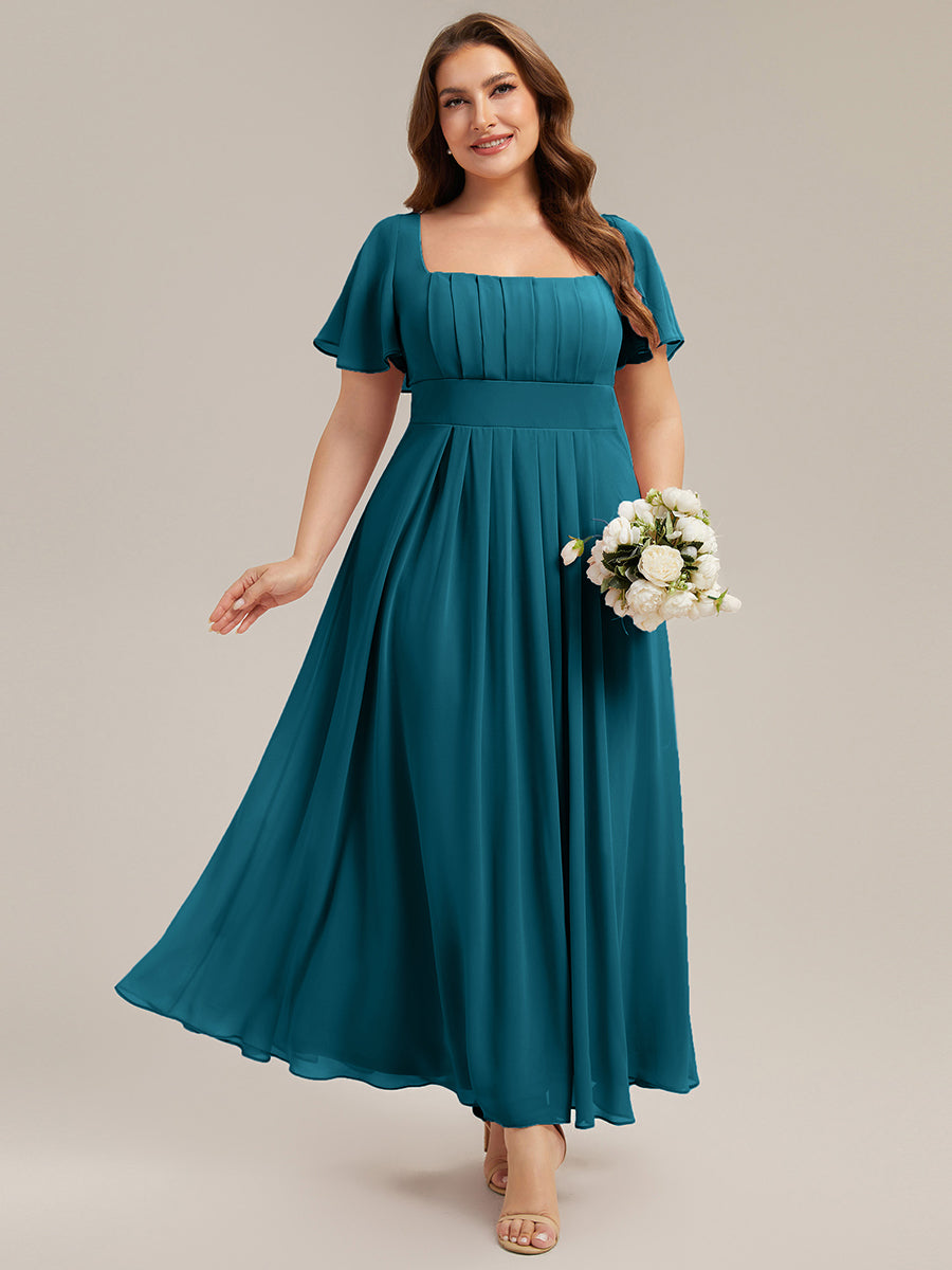 ever AVIEL|Ruched Chiffon Ruffle Sleeve Bridesmaid Dress