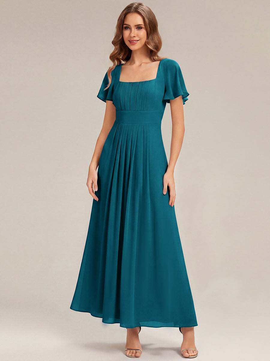 ever AVIEL|Ruched Chiffon Ruffle Sleeve Bridesmaid Dress