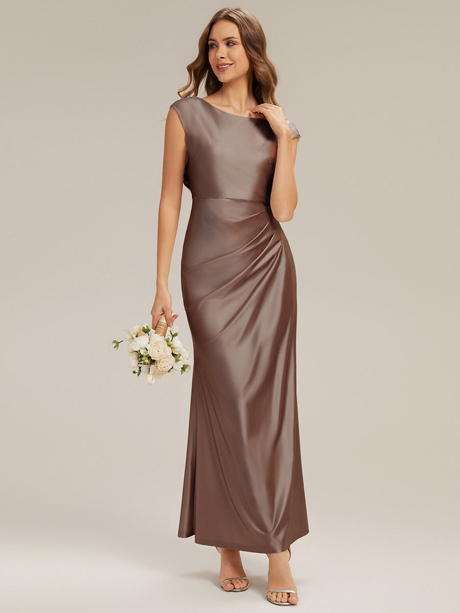 Bodycon Satin Cap Sleeve Bridesmaid Dress