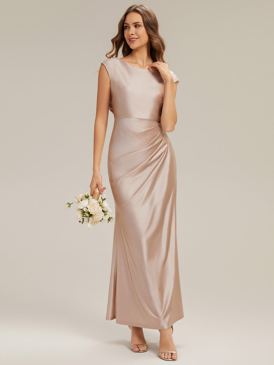 Bodycon Satin Cap Sleeve Bridesmaid Dress