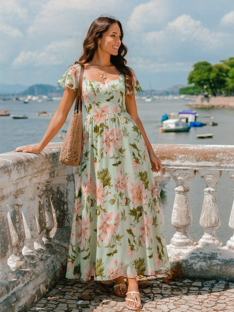ever AVIEL|Ruched Chiffon Ruffle Sleeve Bridesmaid Dress