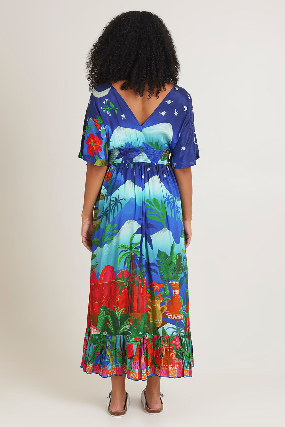 Arabian Nights Shirred Waist Dress - Print
