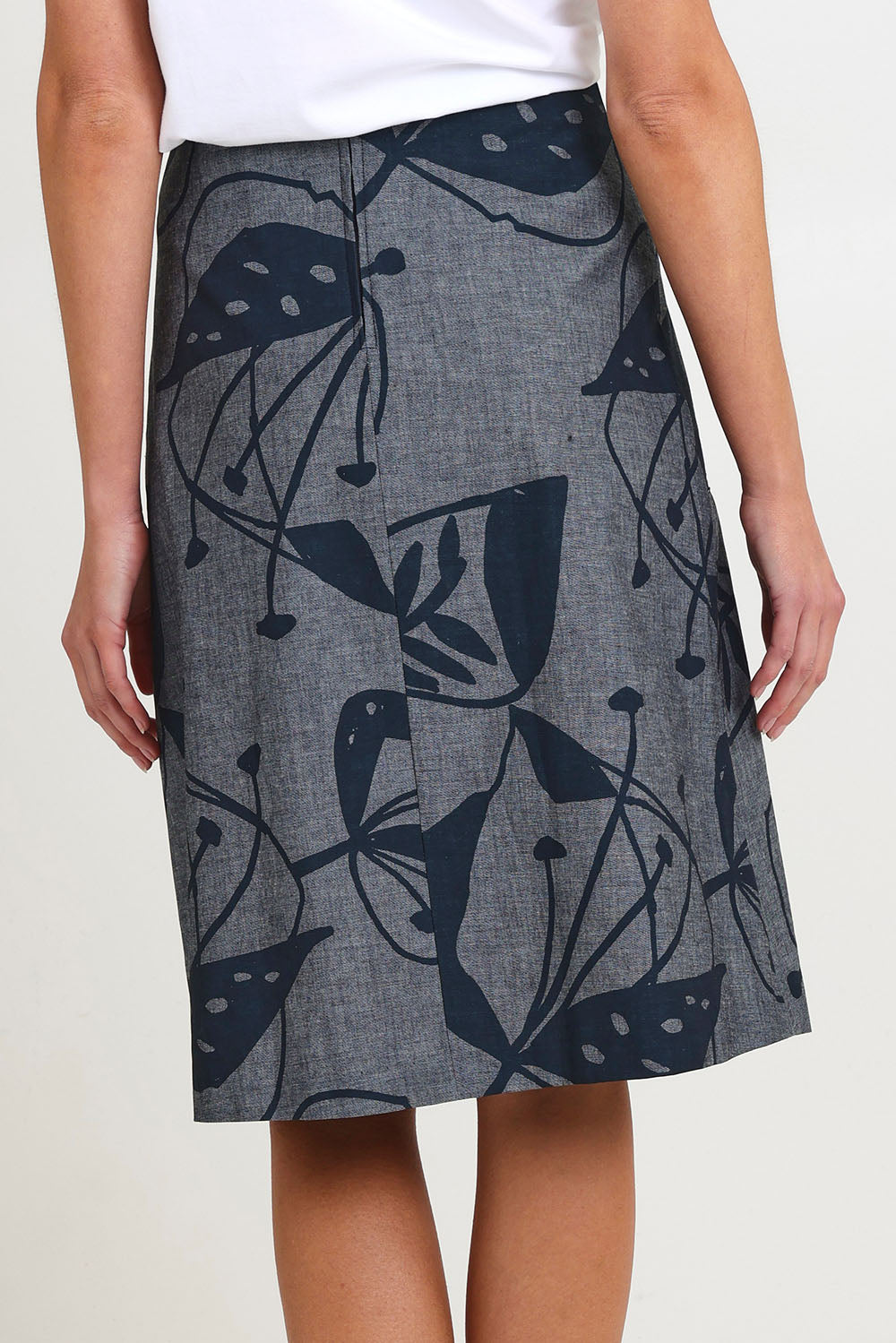 Avril Long Cotton Skirt - Chambray