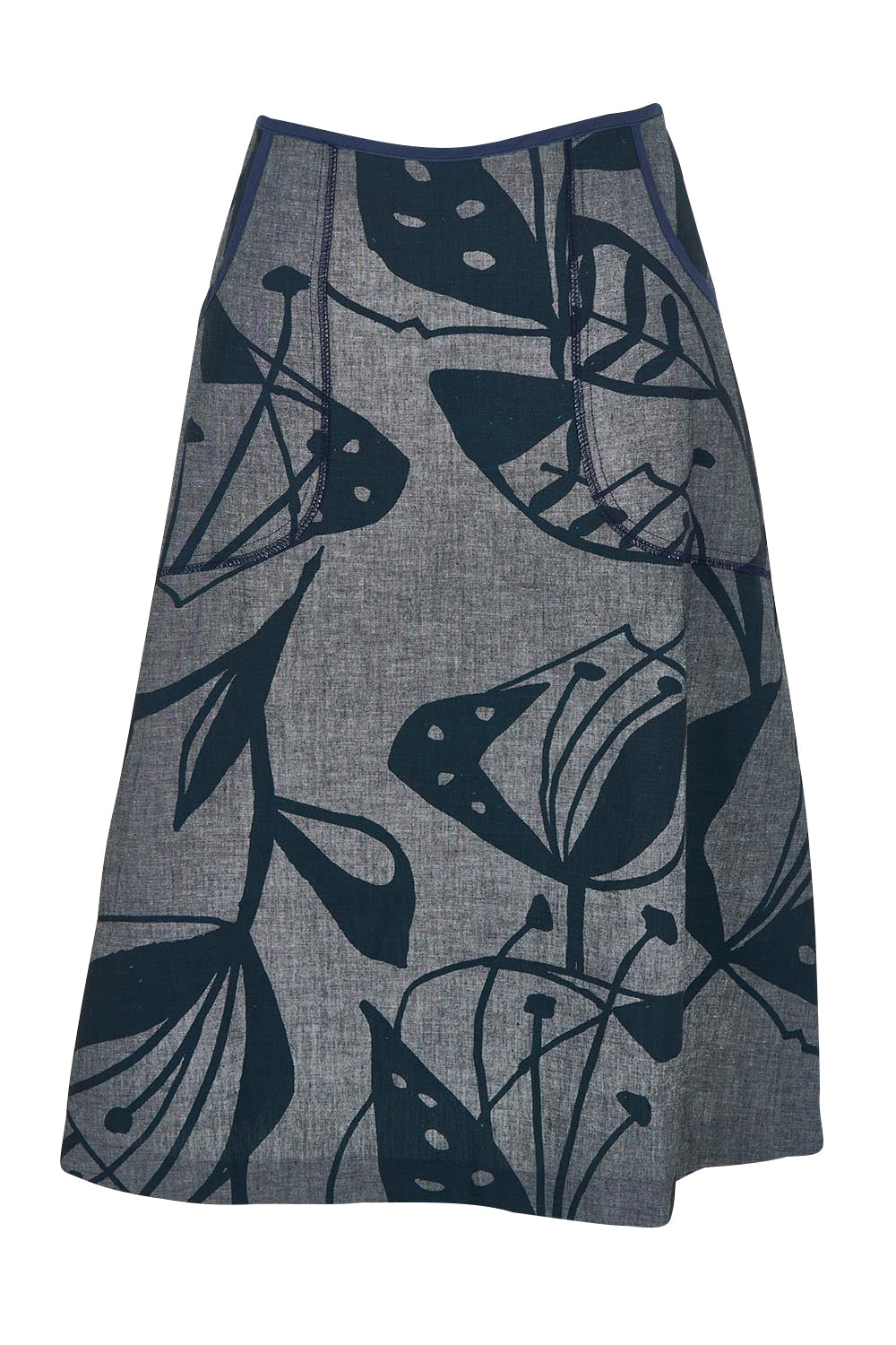 Avril Long Cotton Skirt - Chambray