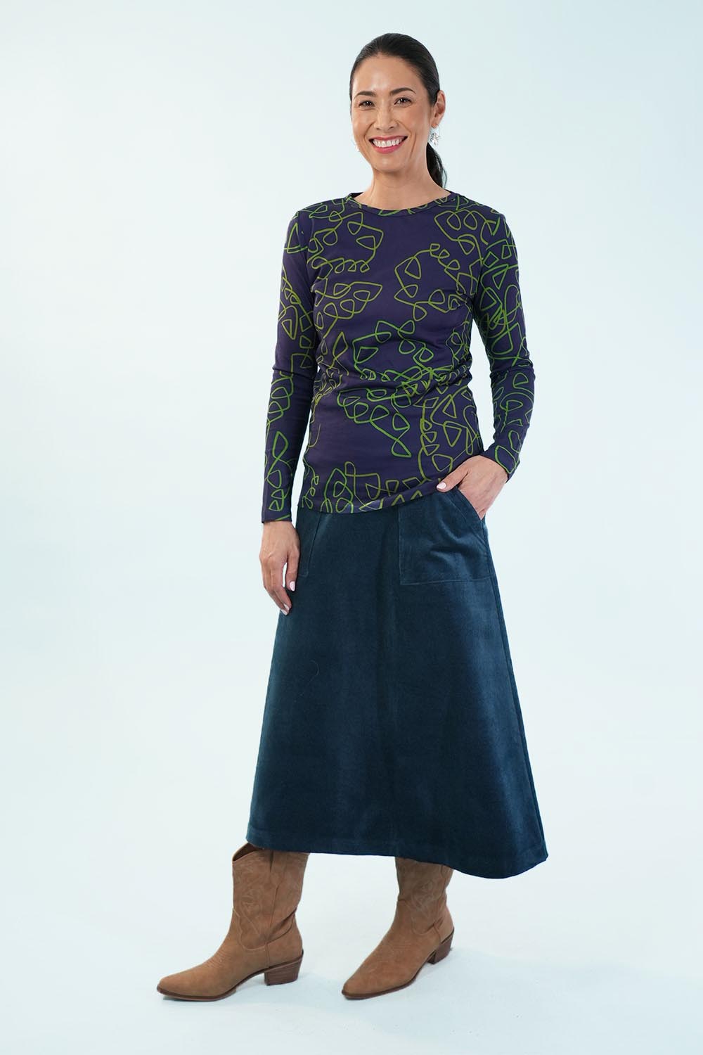 Amy Midi Cord Skirt – Blueink