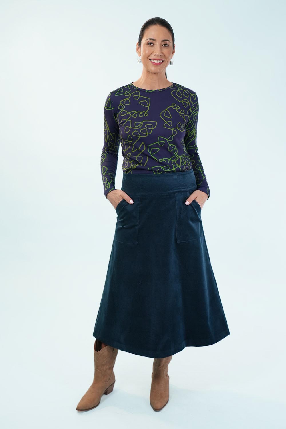 Amy Midi Cord Skirt – Blueink