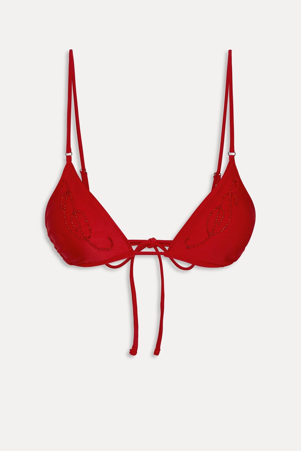 X Jennie Elena Beaded Bikini Top - Classic Red