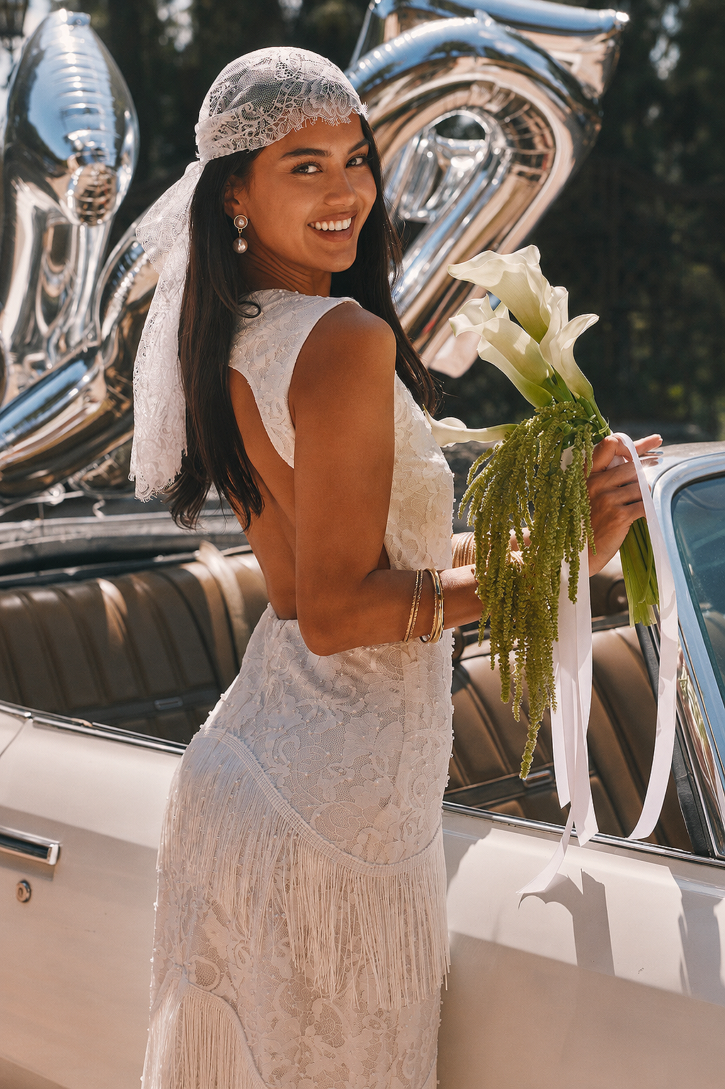 Shadows White Lace Fringe Maxi Dress