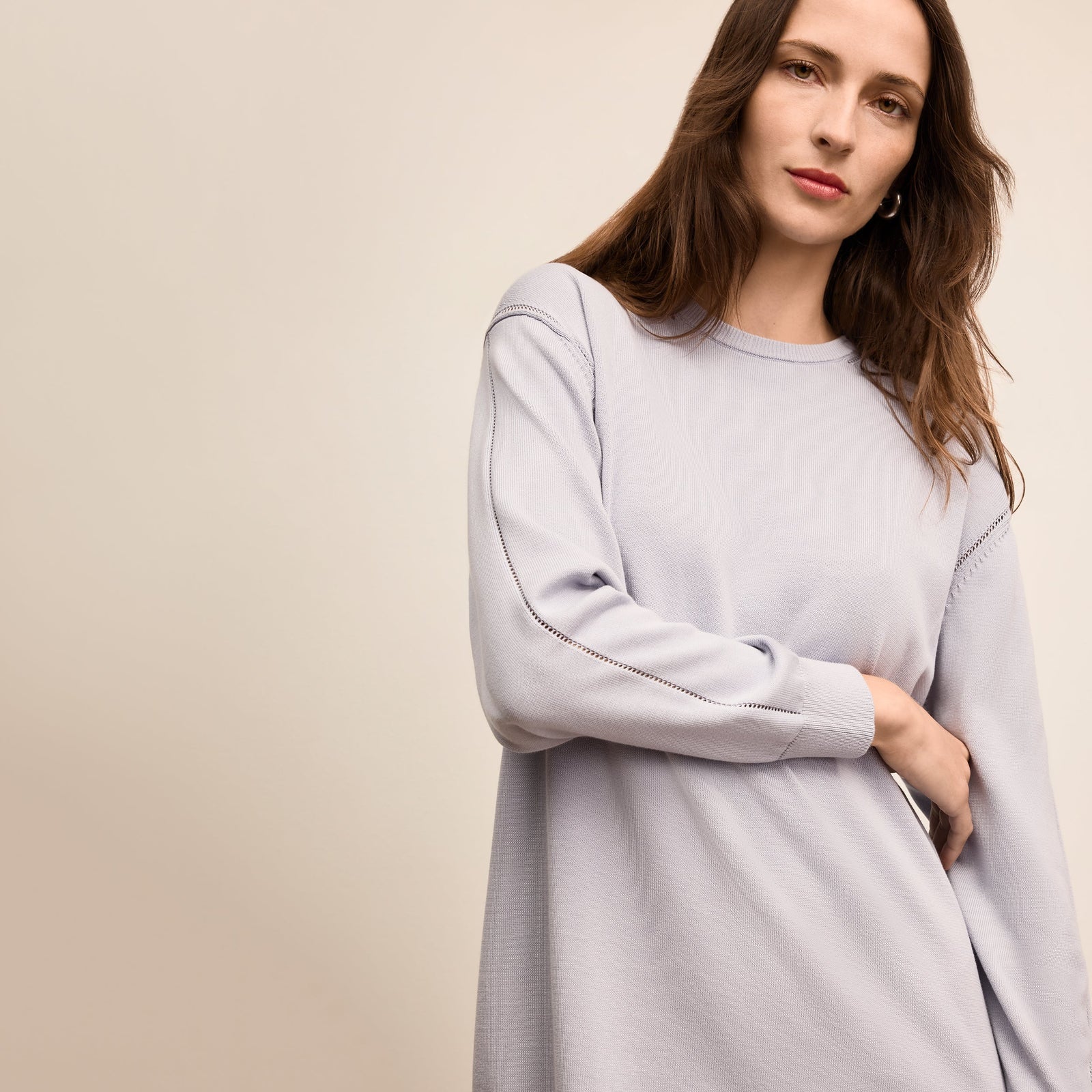 Eve Sweater Dress - 365 Cotton Silk Knit :: Powder Blue