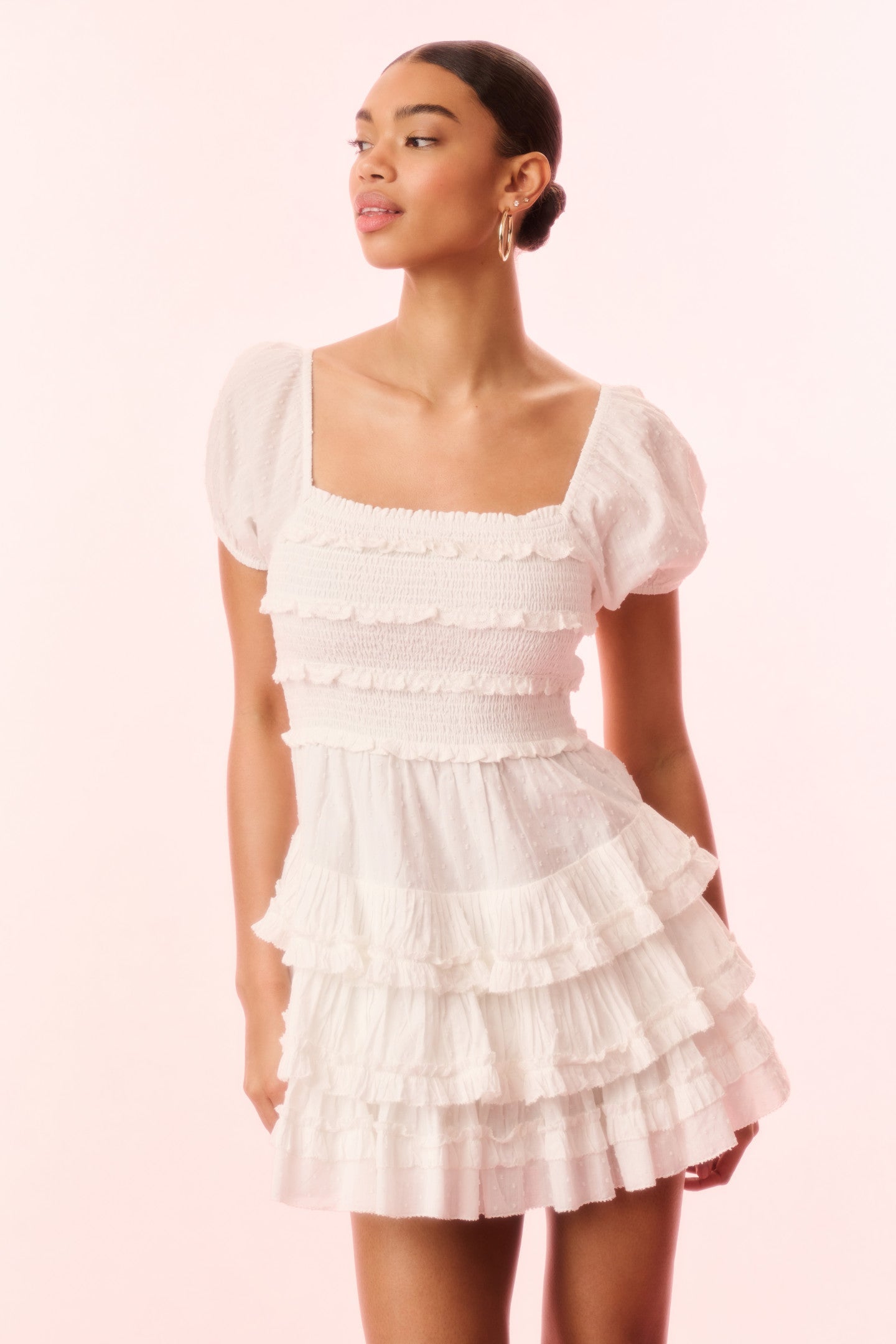 Fellows Cotton Ruffle Mini Dress