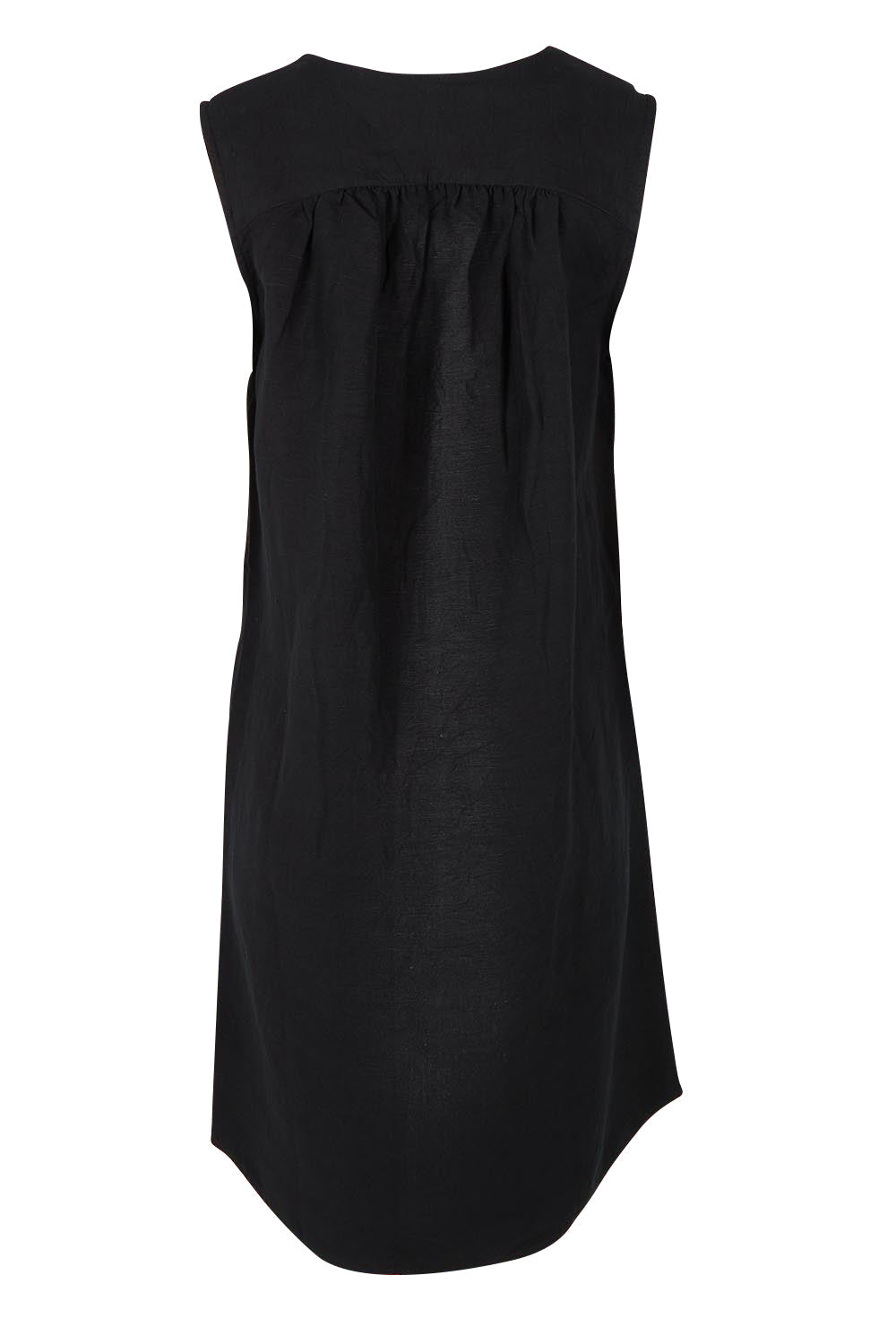 Anara Linen Blend Dress - Black