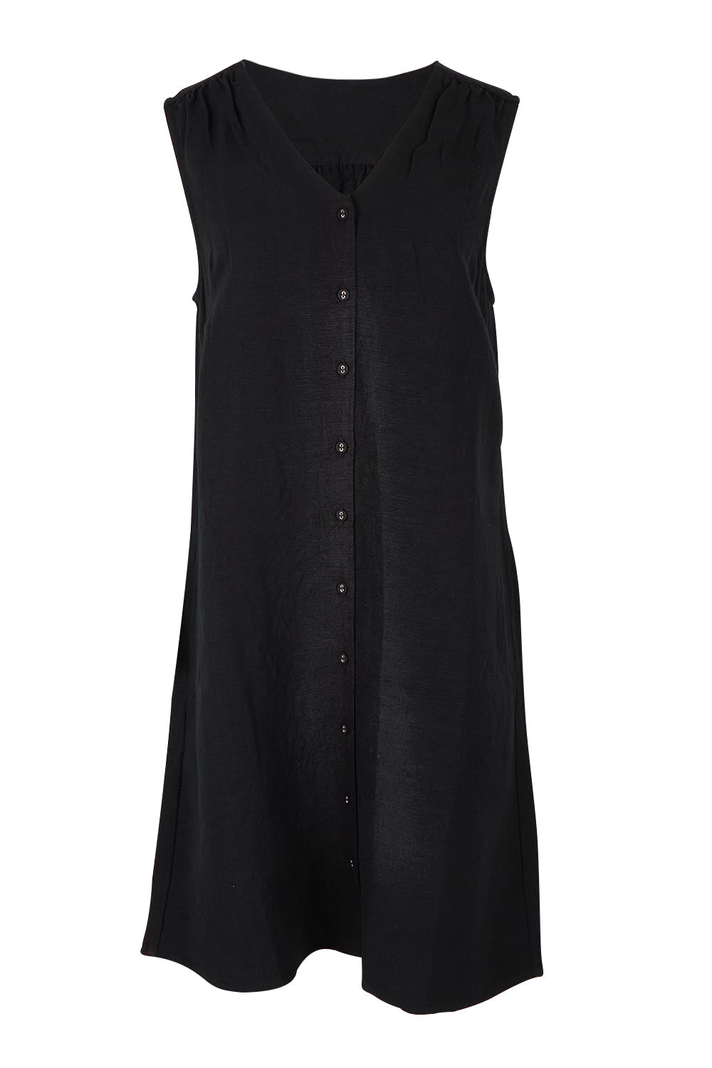 Anara Linen Blend Dress - Black