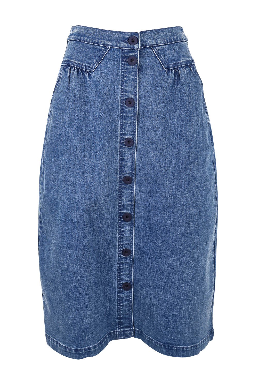 Amanda Cotton Blend Midi Skirt - Midblue