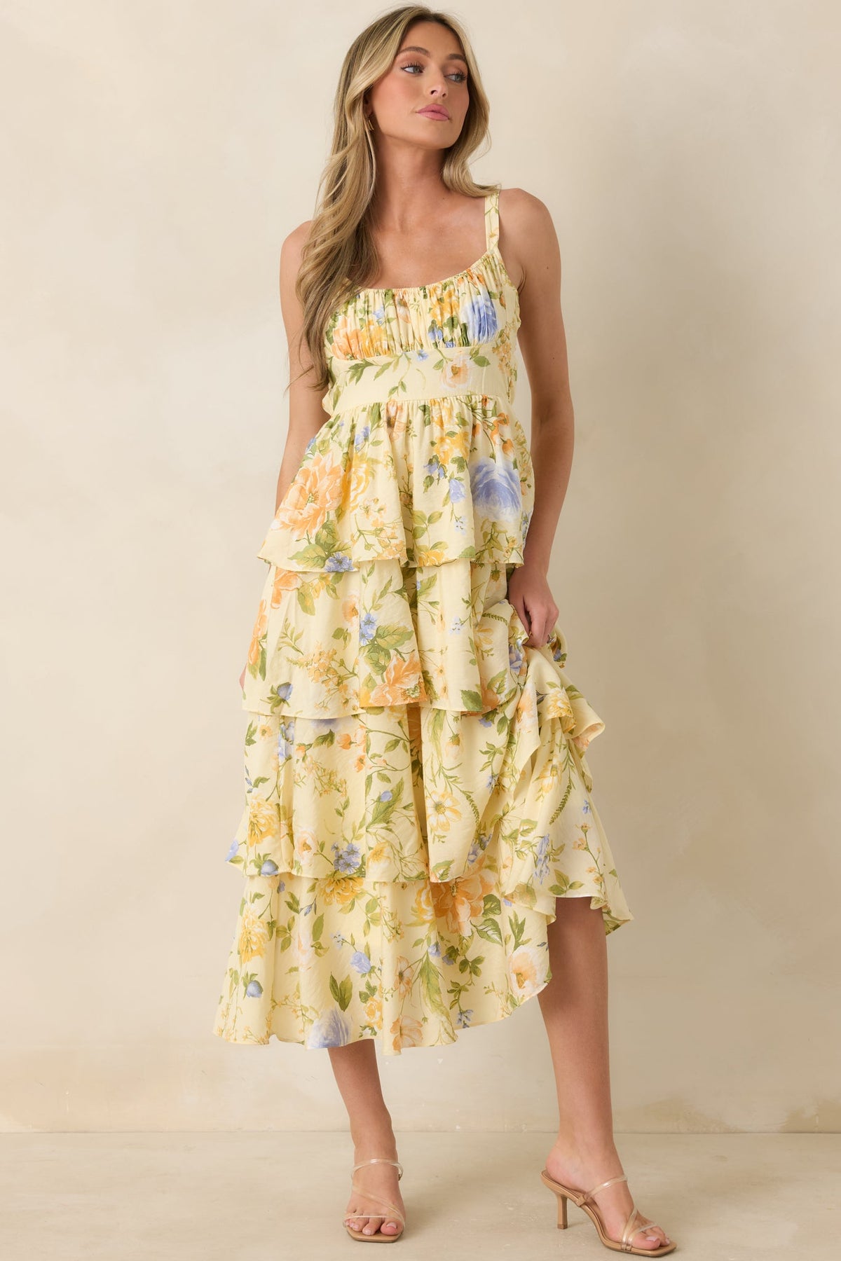 Could Stay Here Forever Butter Yellow Multi Floral Maxi Dress