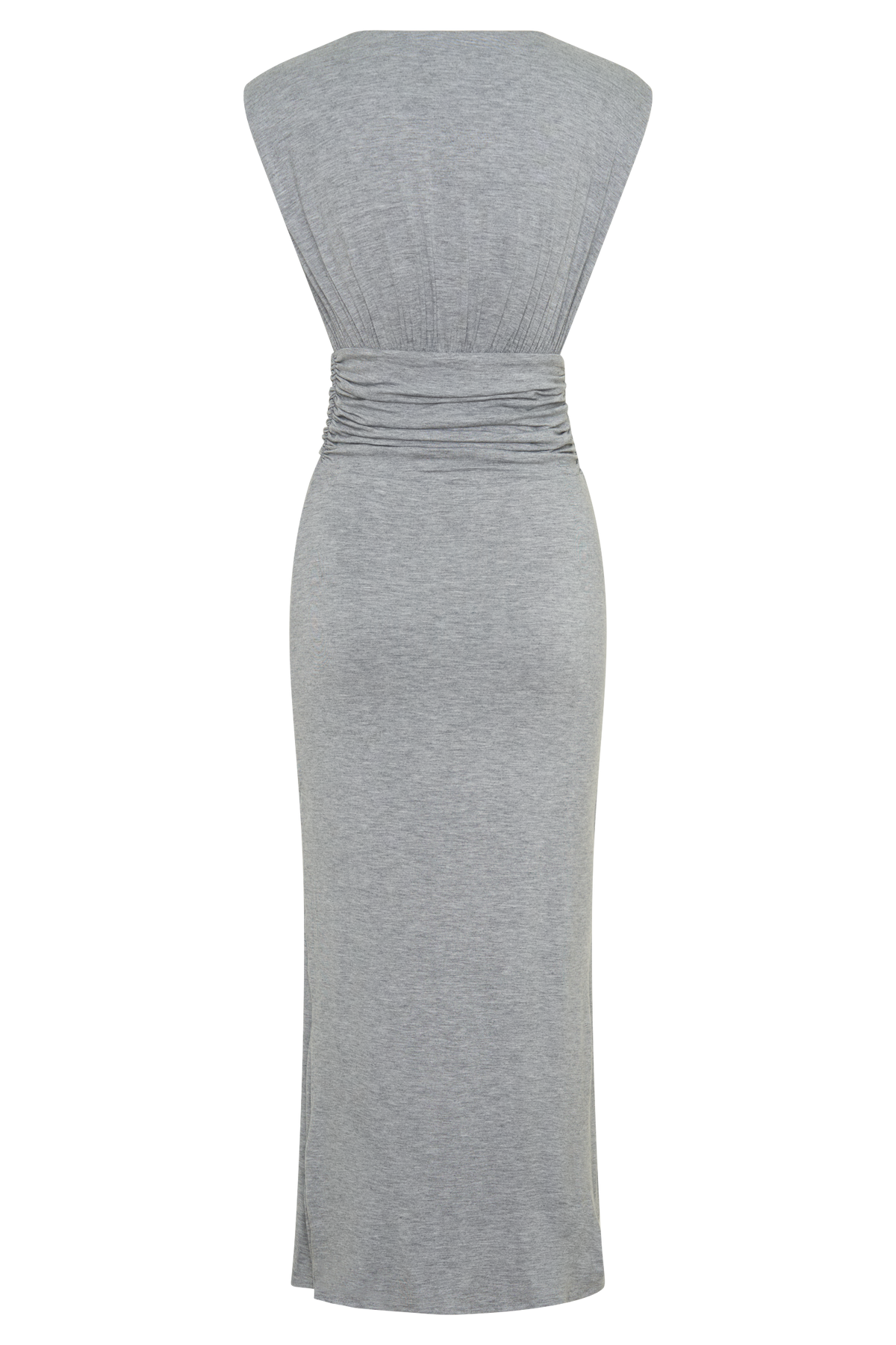 Kura Ruched Modal Sleeveless Midi Dress - Grey Marle