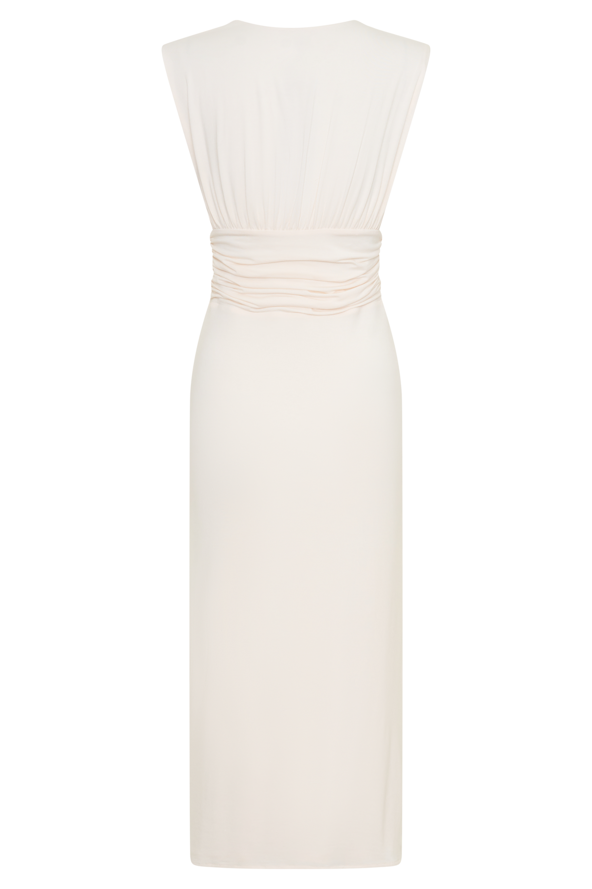 Kura Ruched Modal Sleeveless Midi Dress - Ivory