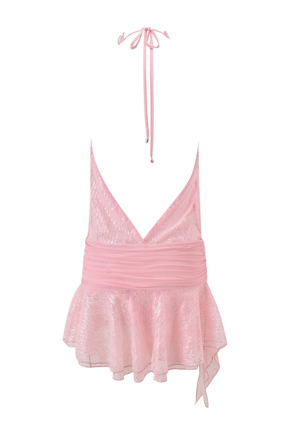 Aria Halter Ruffle Mini Dress - Pink