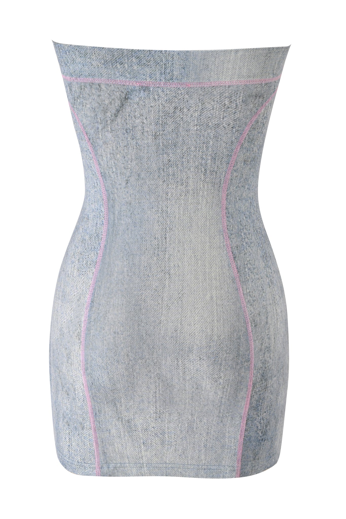 Blare Tube Mini Dress - Denim Trompe L'Oeil