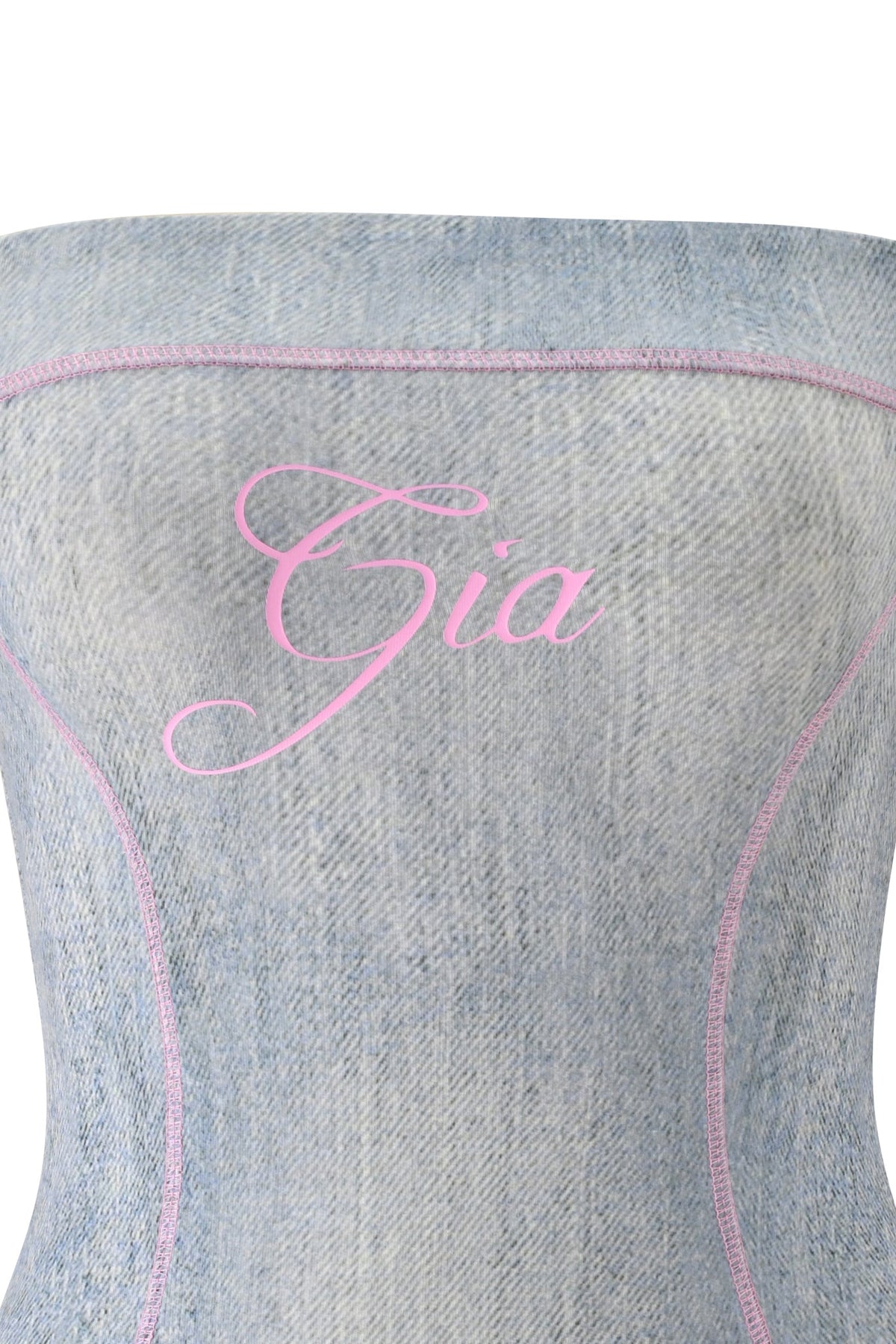 Blare Tube Mini Dress - Denim Trompe L'Oeil