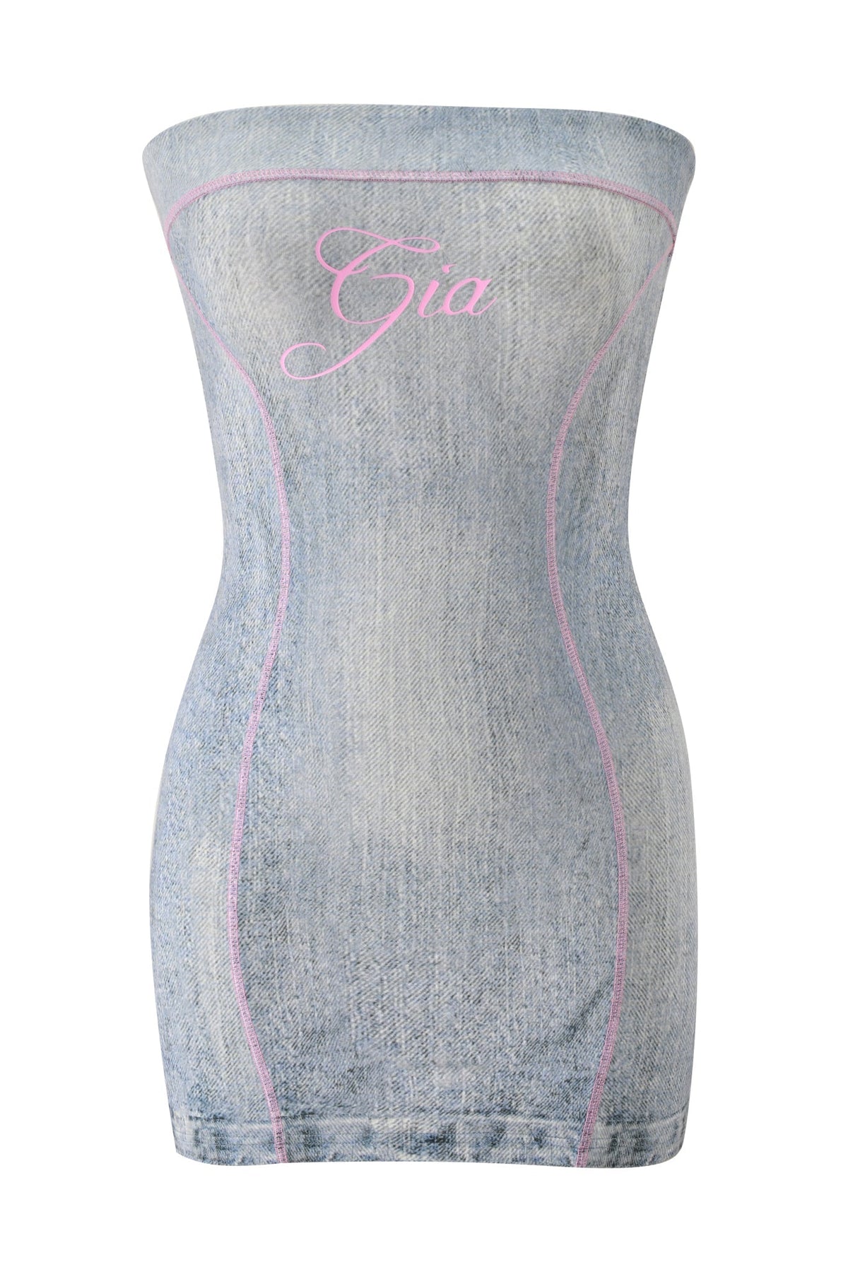 BLARE TUBE MINI DRESS - DENIM TROMPE L'OEIL