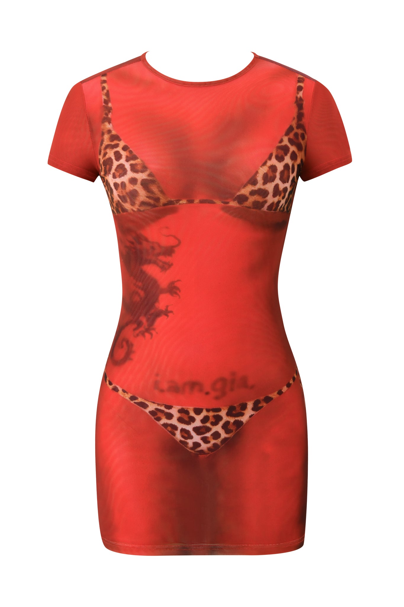 T-Rex Spray Bikini Mini Dress - Cheetah Bikini Body