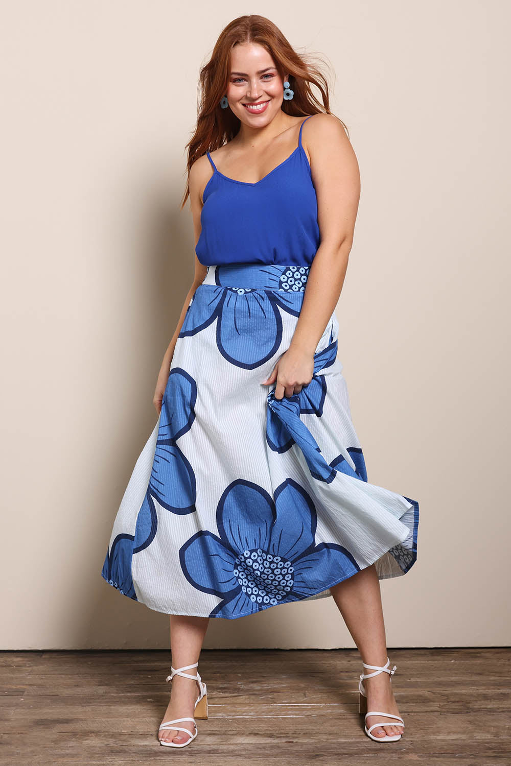Cotton Flower Skirt – Blue