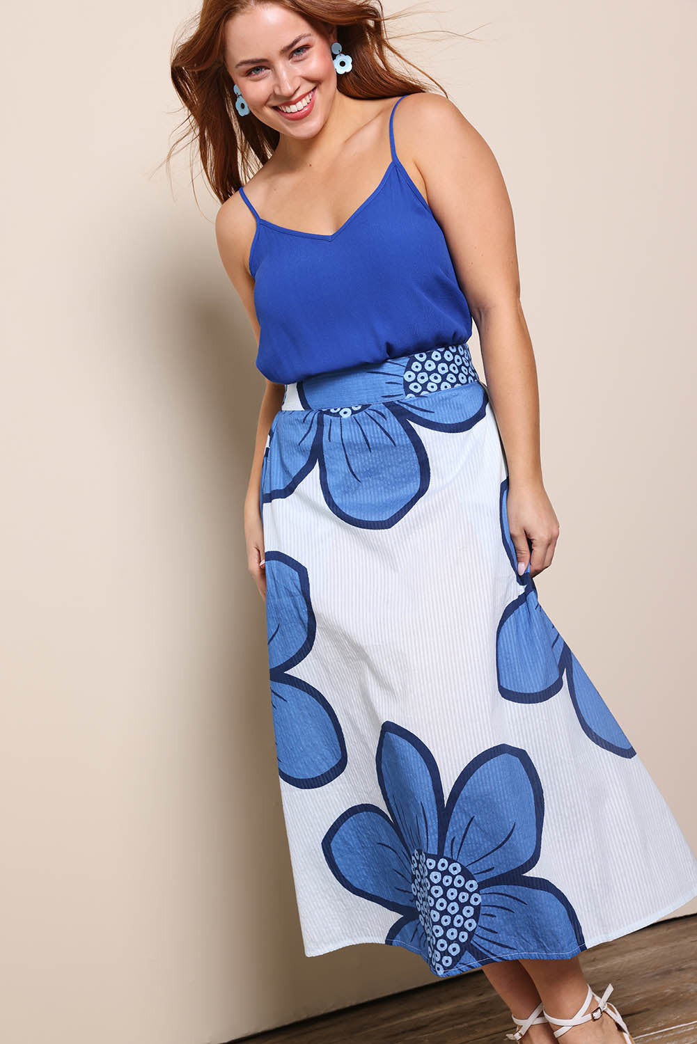 Cotton Flower Skirt – Blue