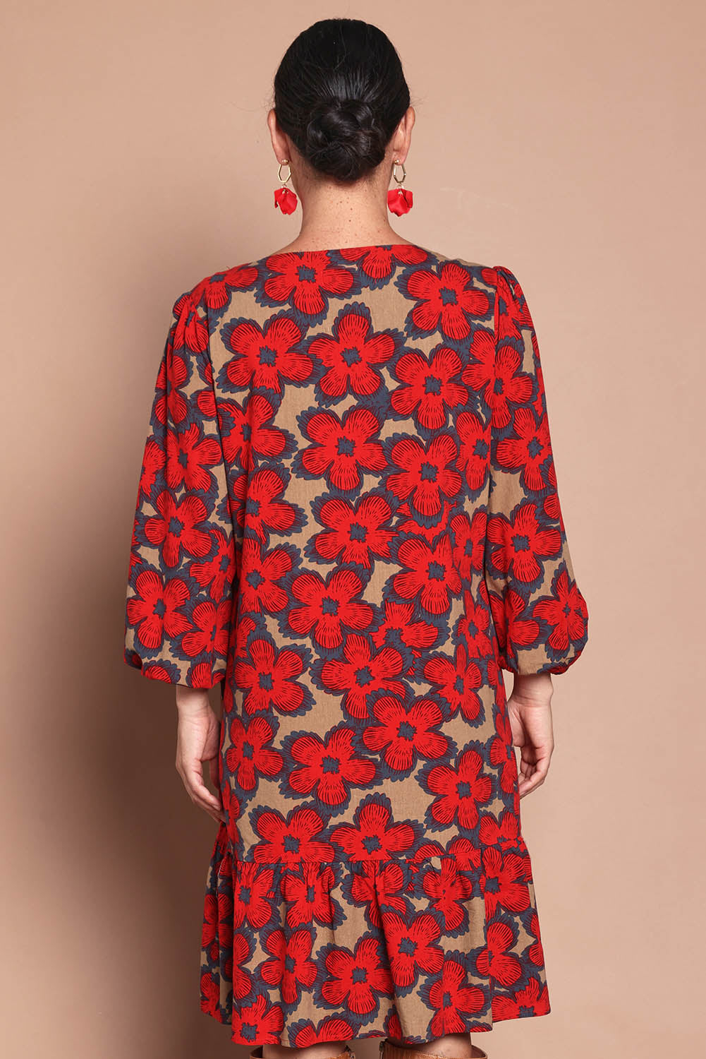 Cotton Frill Hem Dress - Poppy
