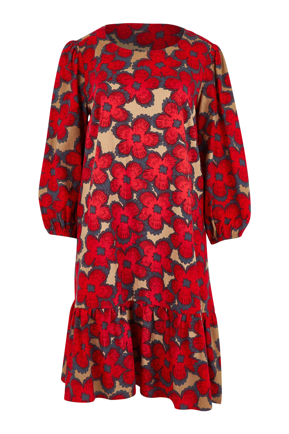 Cotton Frill Hem Dress - Poppy