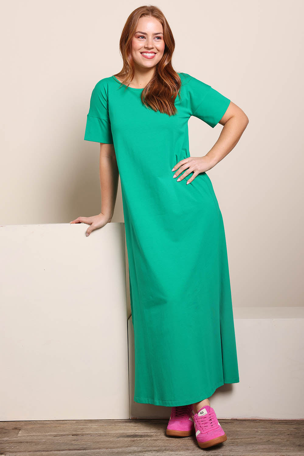 Cotton Jersey T-Shirt Dress – Green