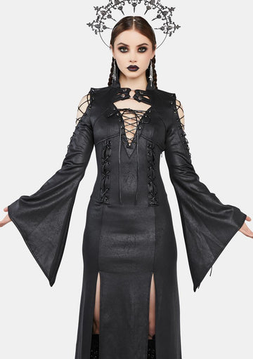 Gothic Black Widow Maxi Dress