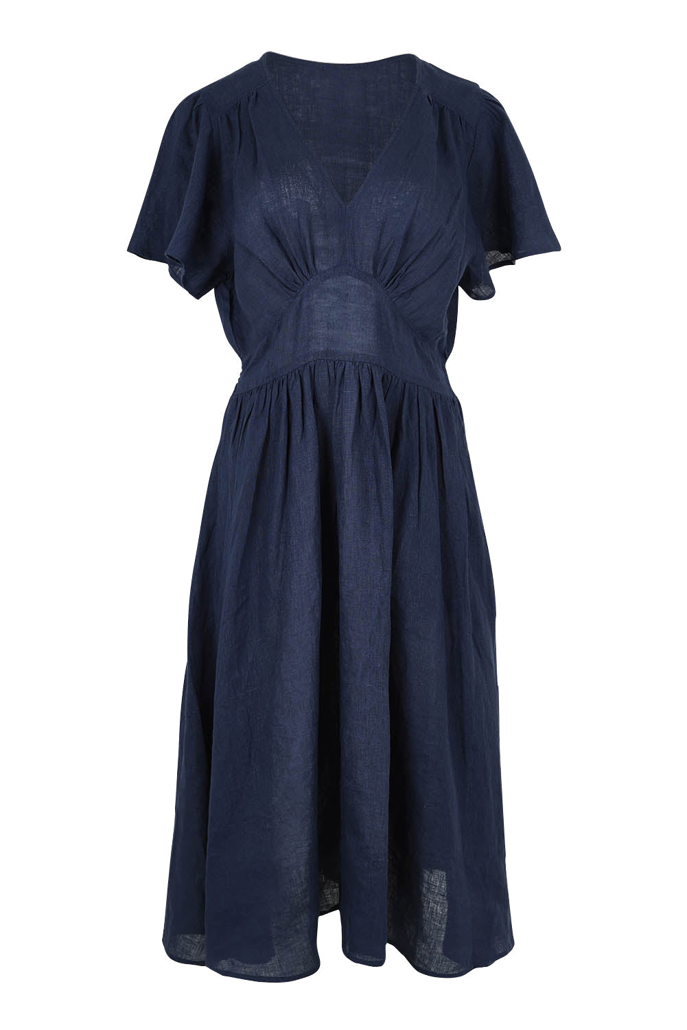 Blossom Linen Dress - Navy