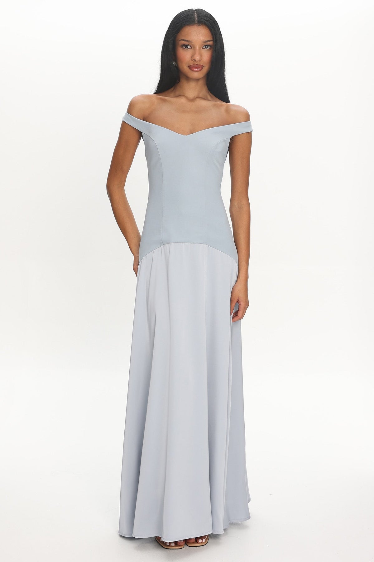 Hestia Off-Shoulder Maxi Dress Pale Blue