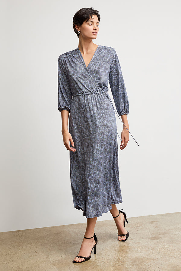 Hope Wrap Dress - Printed Jersey :: Blueprint Sketch