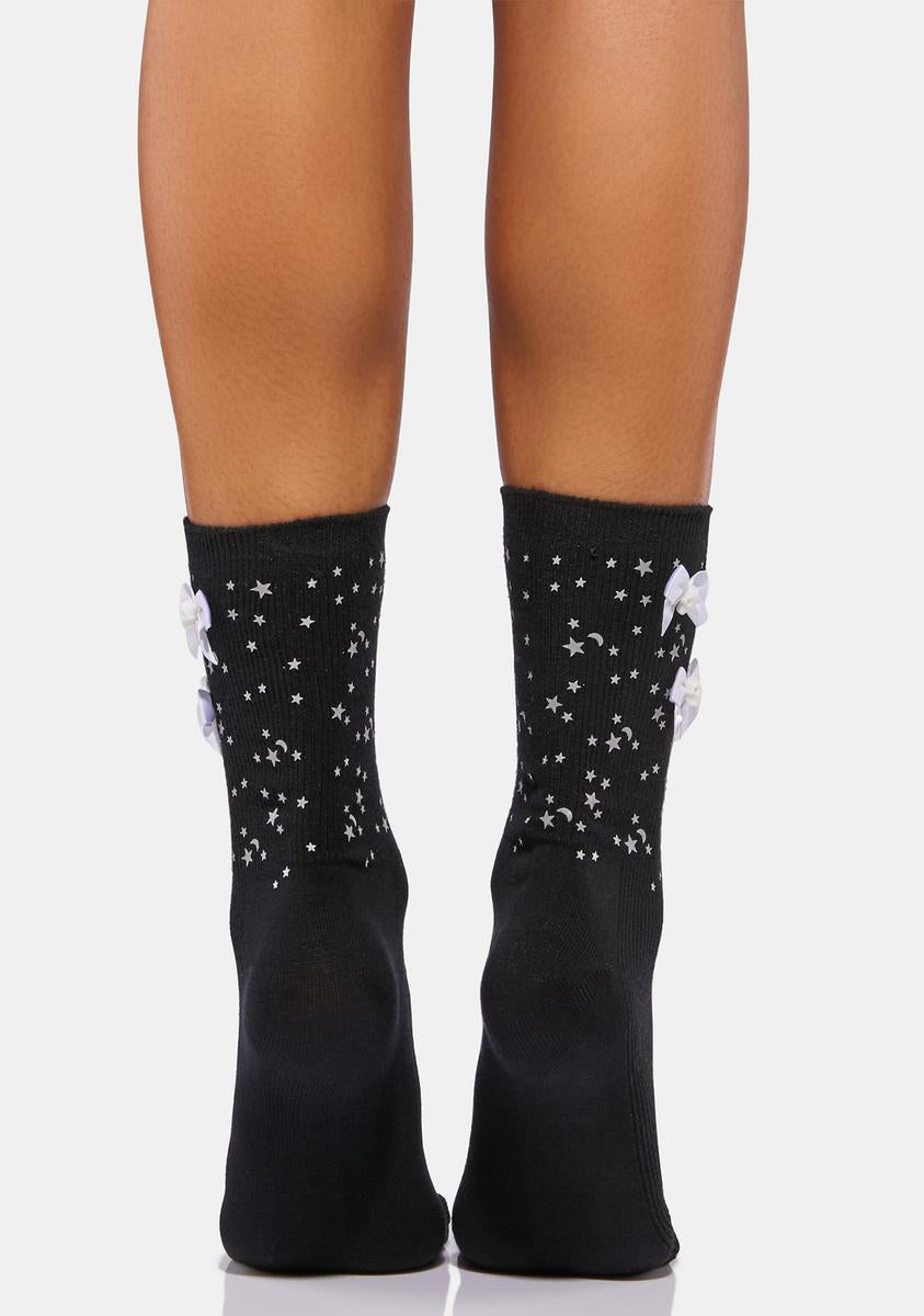 Night Head In The Stars Crew Socks