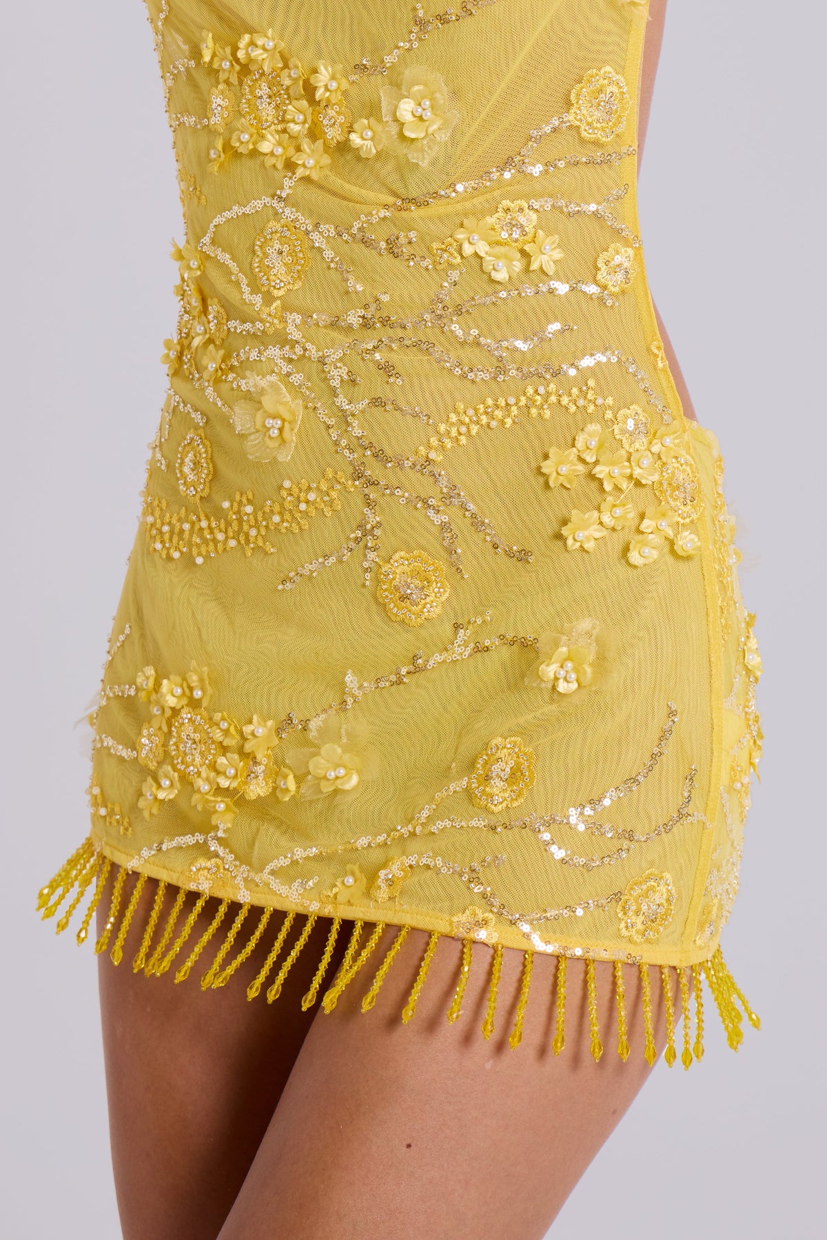 Ellora Embellished Mini Dress in Solar
