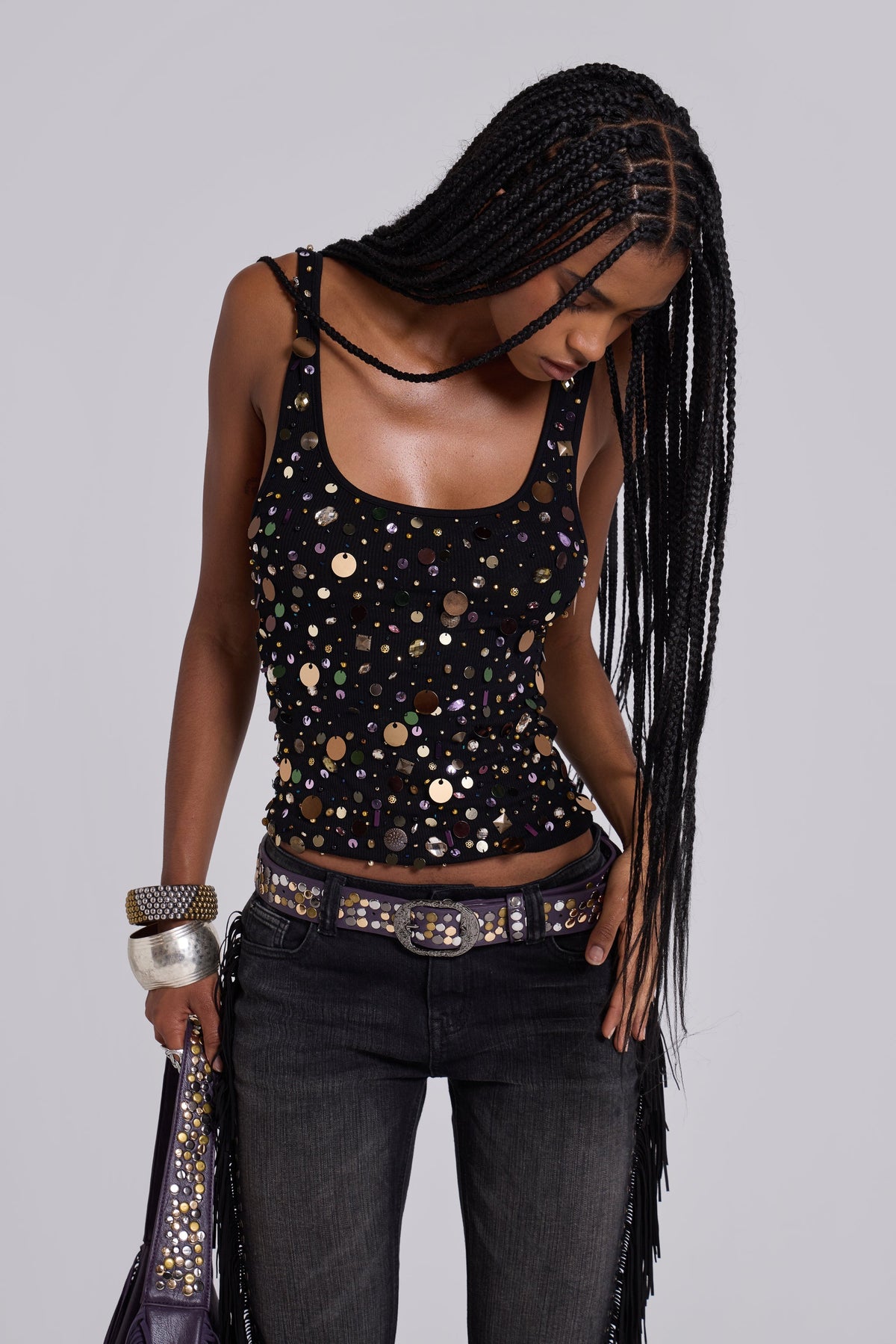 Addison Sequin Vest Top in Midnight