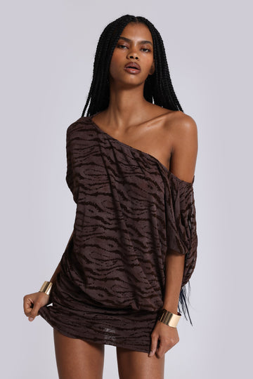 Ophidian Devore Backless Mini Dress in Zebra