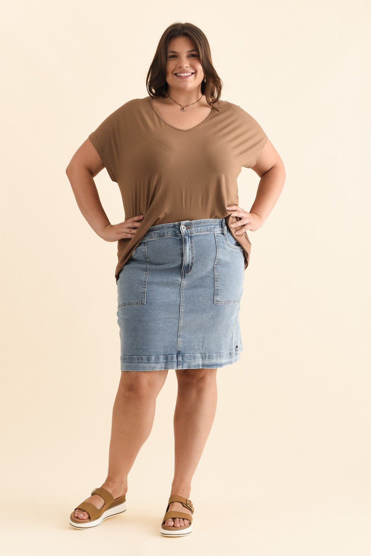 Atlas Blue Denim Stretch Skirt