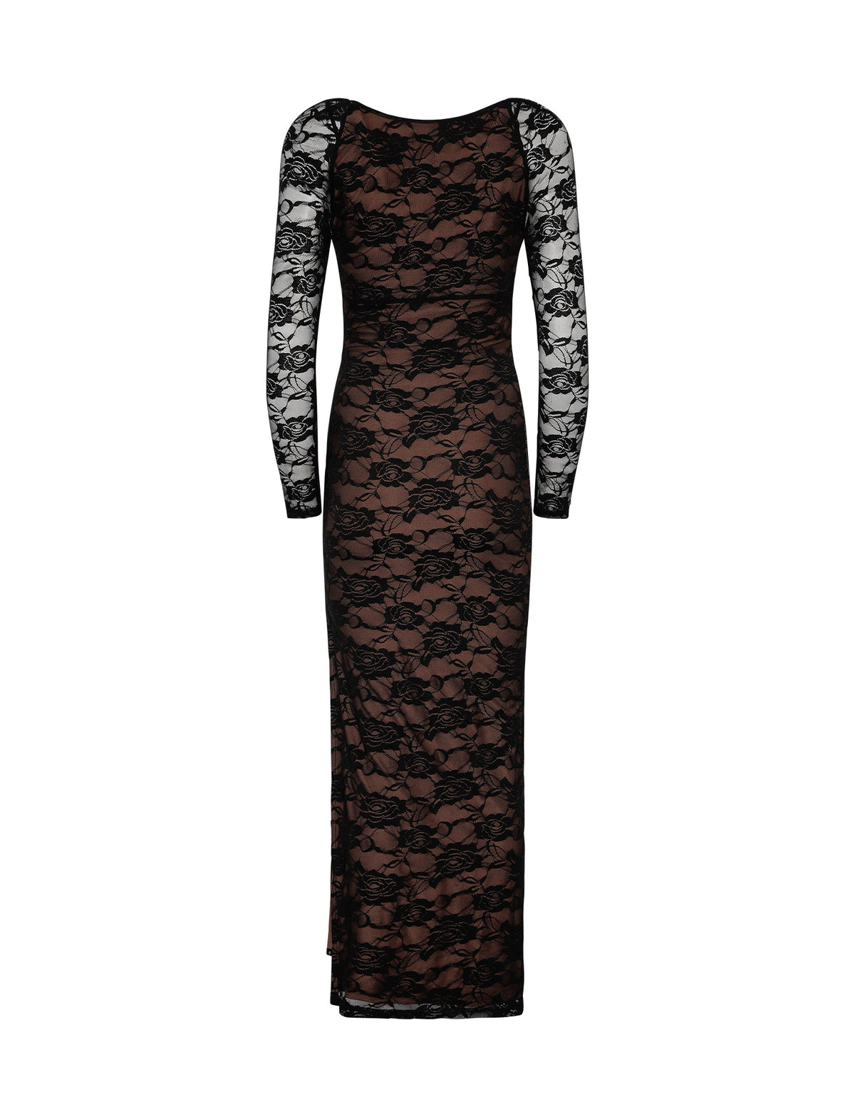 CHRISTY LACE L/S MAXI DRESS - BLACK : LACE