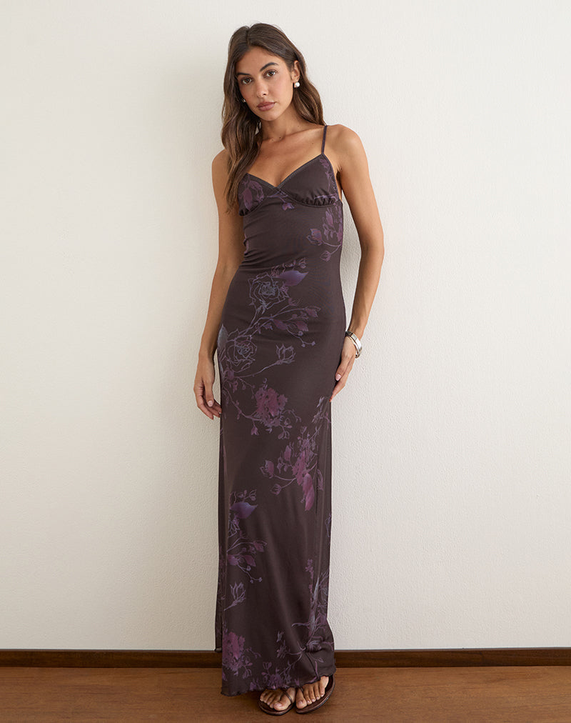 Kalana Maxi Dress in Mesh Serene Ivy Dark Plum