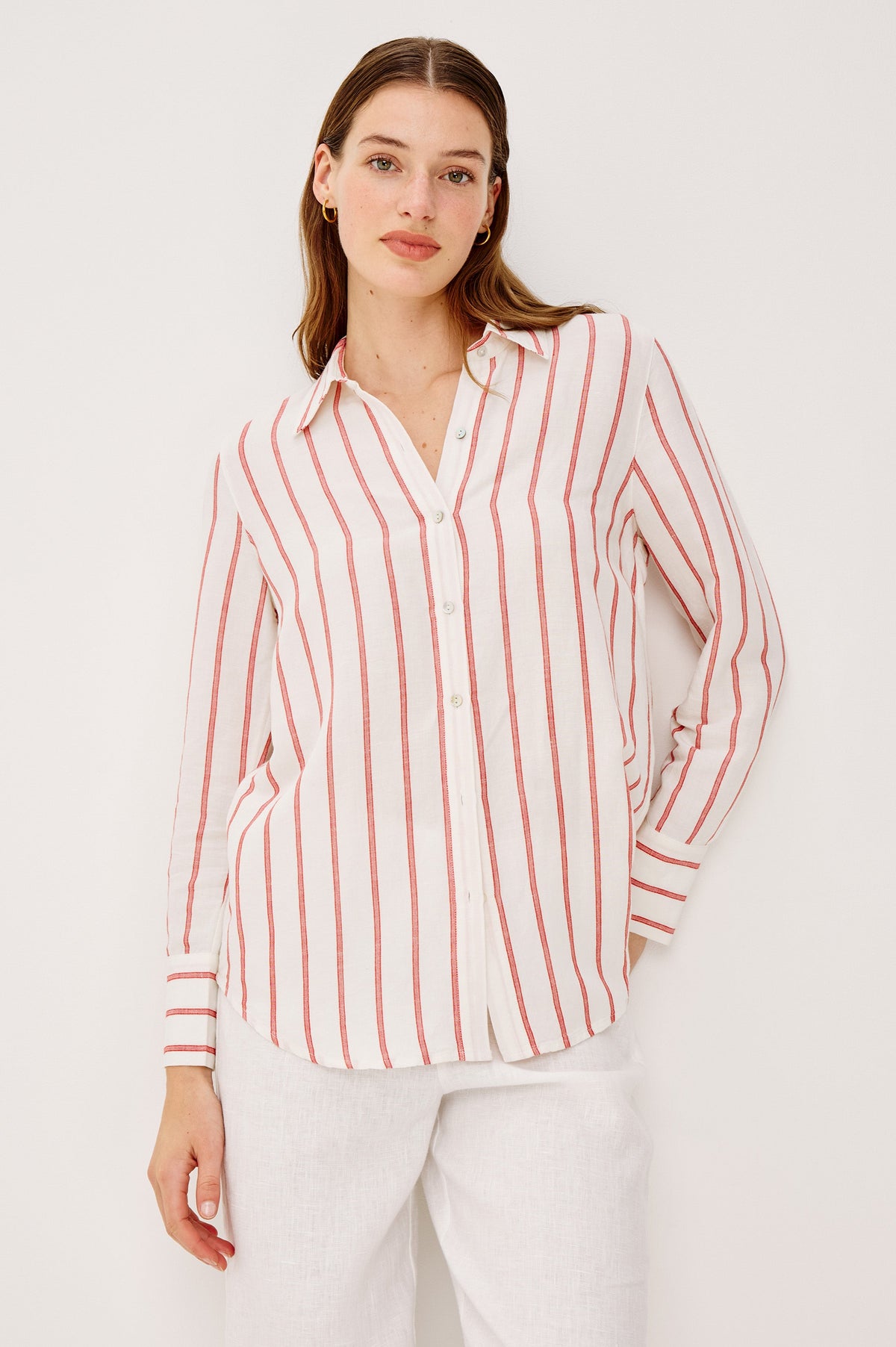 Knox Shirt - Scarlet Ivory Stripe