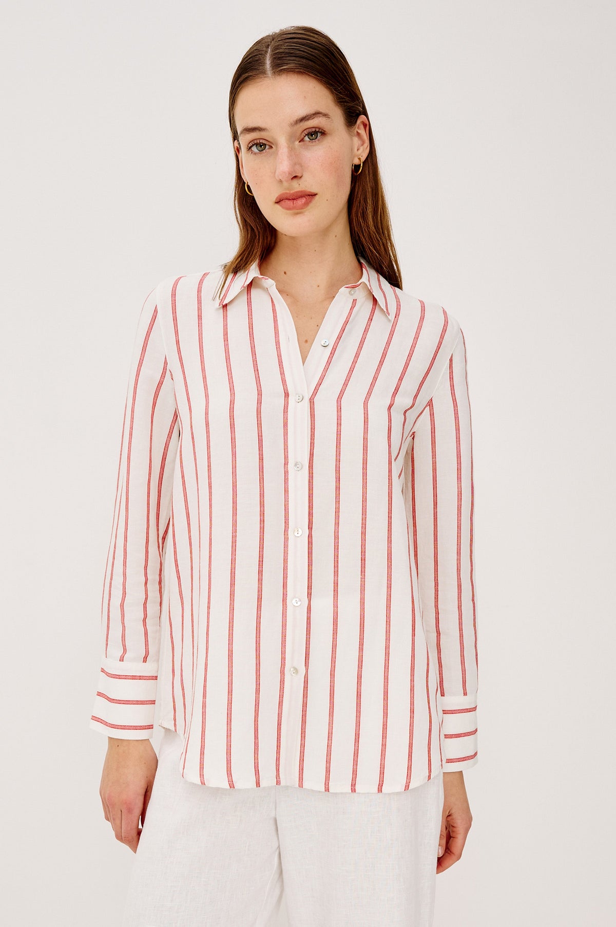 Knox Shirt - Scarlet Ivory Stripe
