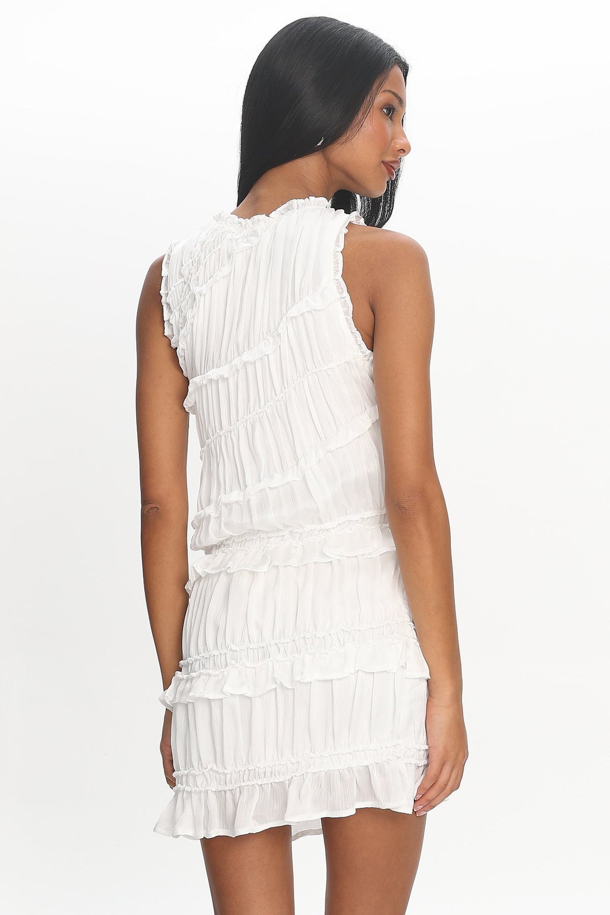 Something About Ava Tiered Ruffle Mini Dress Off White