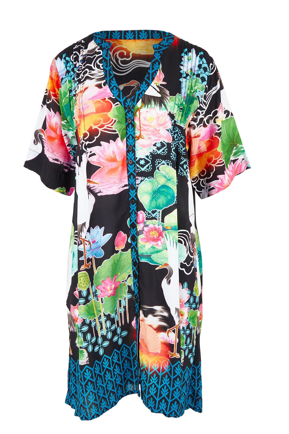 Akiko Button Dress - Ocean