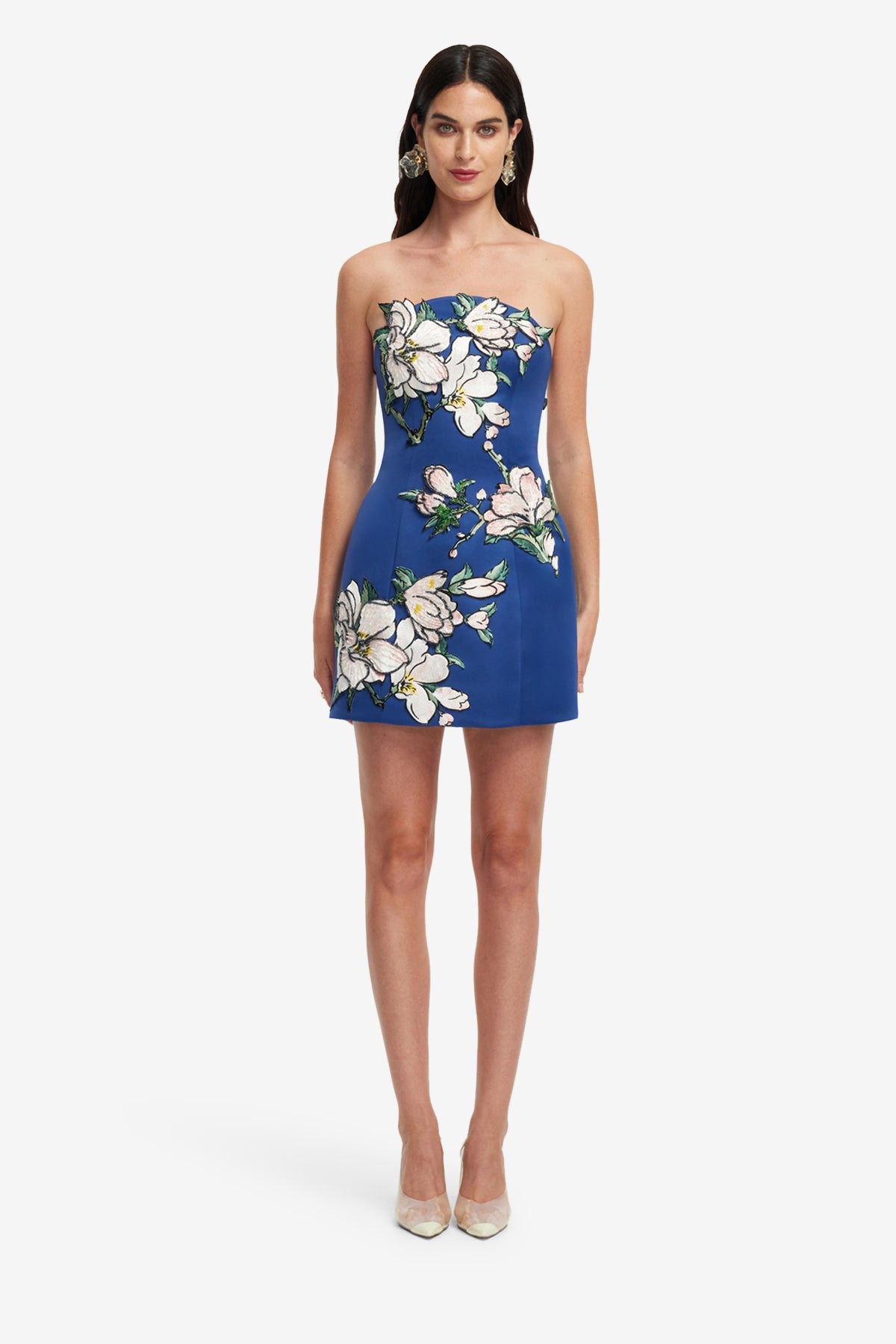 Zaria Appliqué Floral Bustier Mini Dress - Midnight Blue