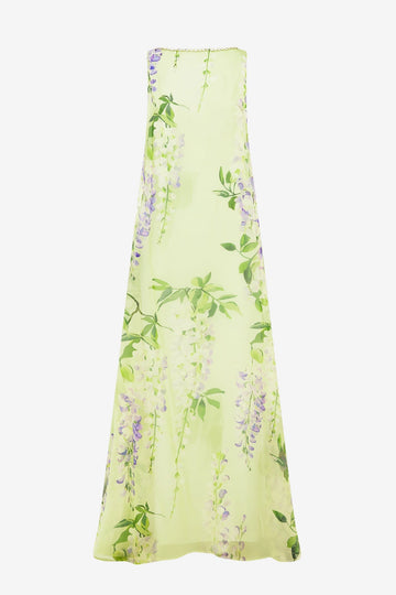 Yumei Embellished Open Back Gown - Wisteria Print