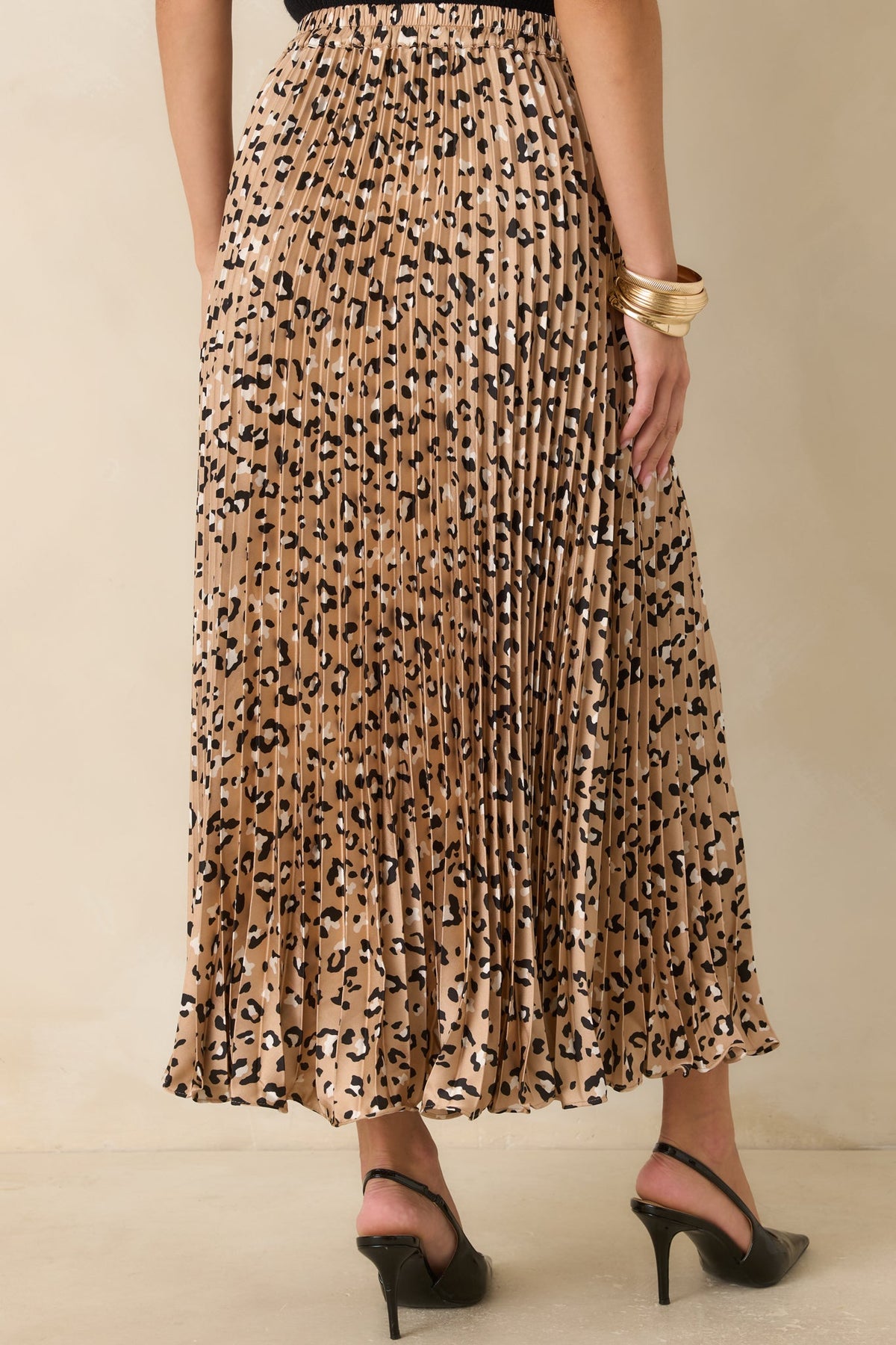 Call of the Wild Leopard Satin Pleated Maxi Skirt