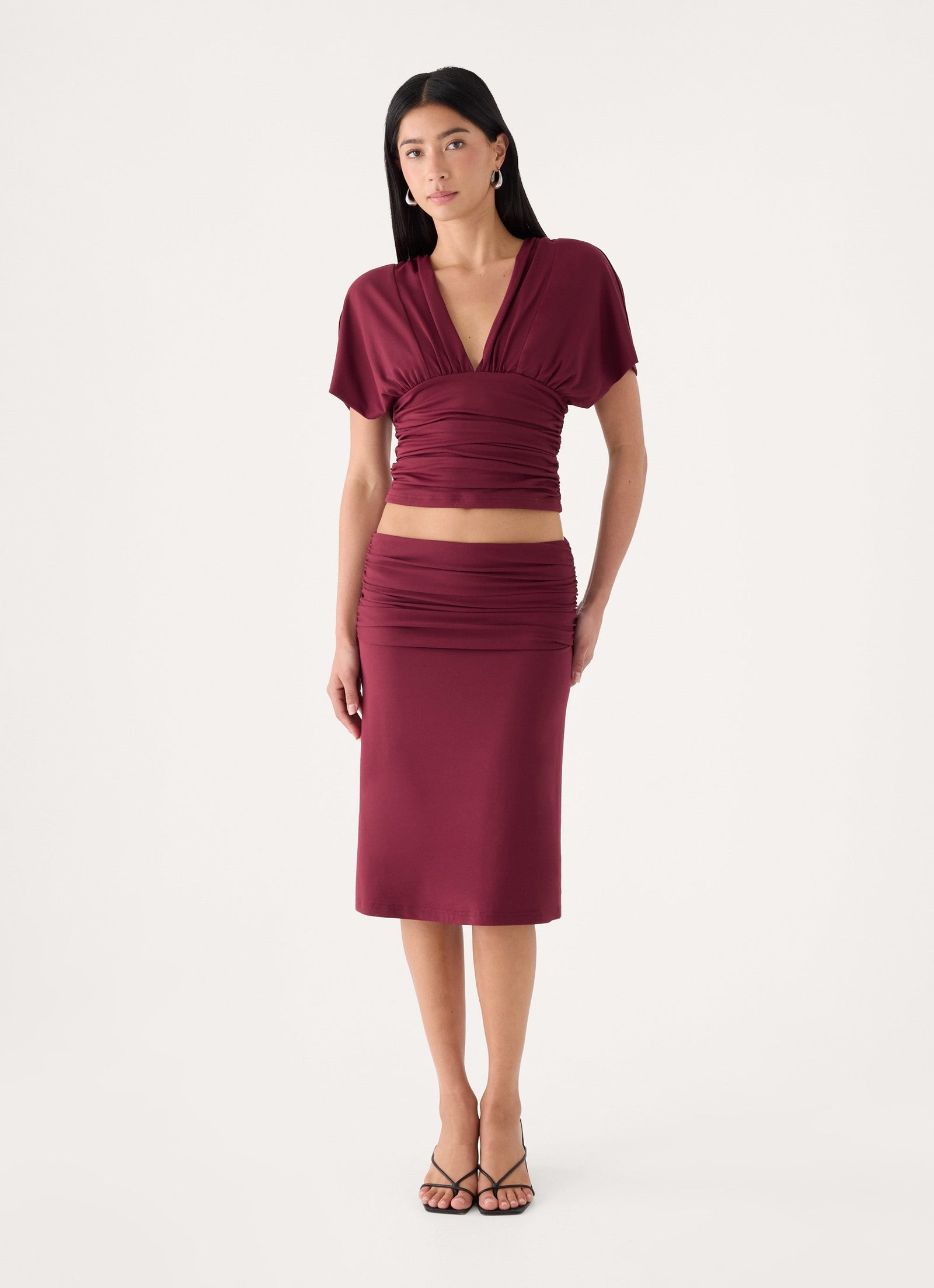 Lorelei Midi Skirt - Maroon